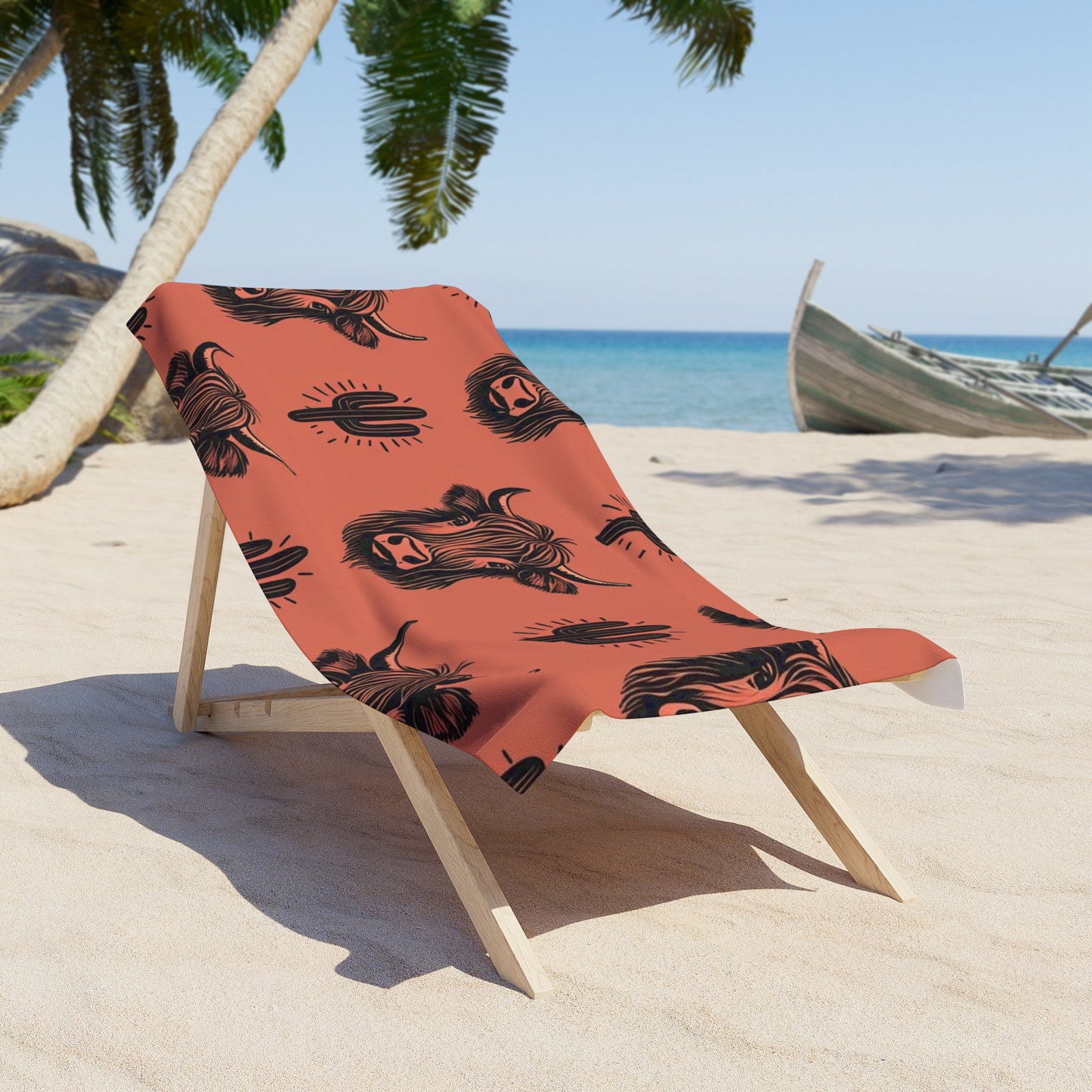 Cow & Cactus Beach Towel - Fun Summer Accessory for Vacations & Pool Days