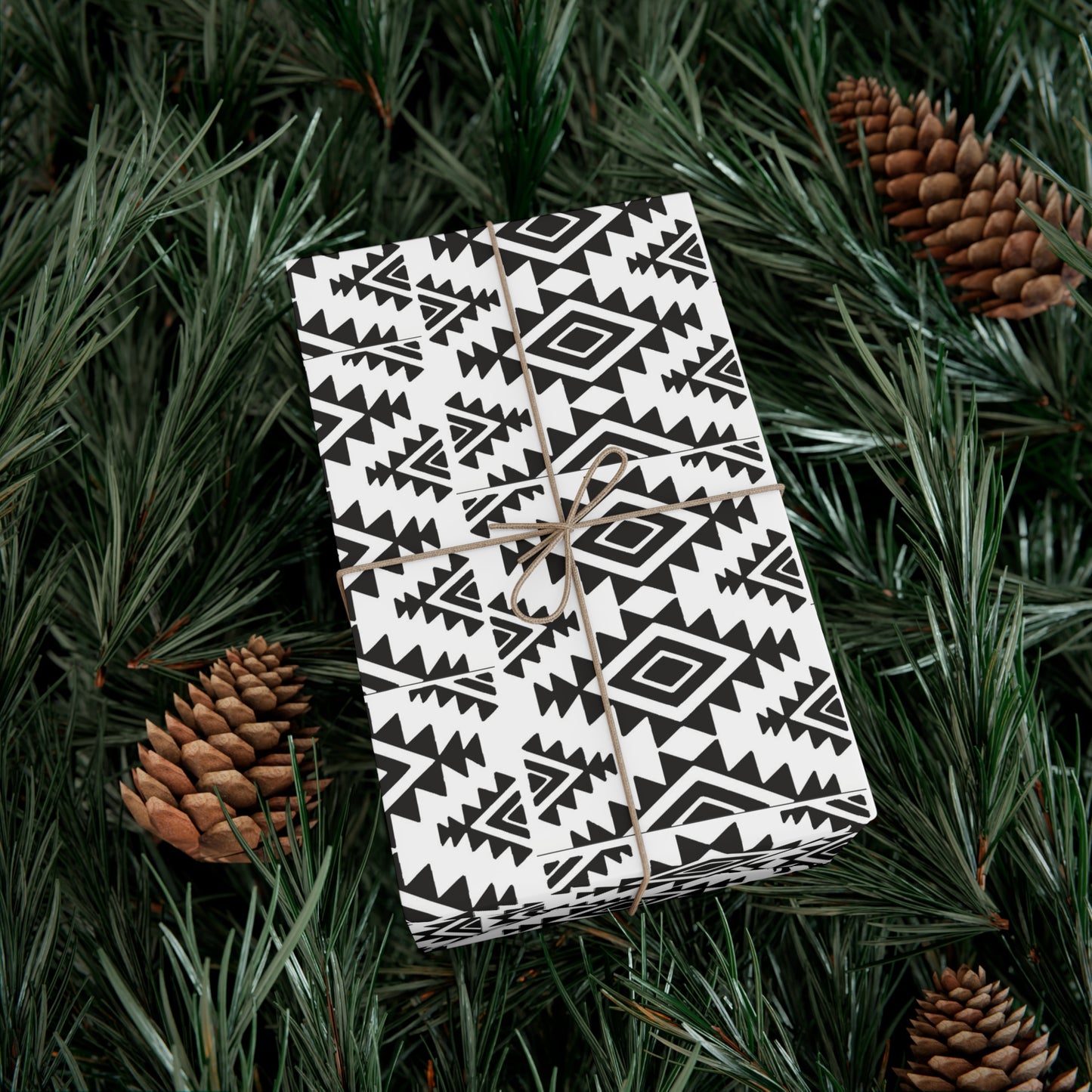 Stylish Black and White Aztec Pattern Gift Wrap Paper - Perfect for Any Occasion