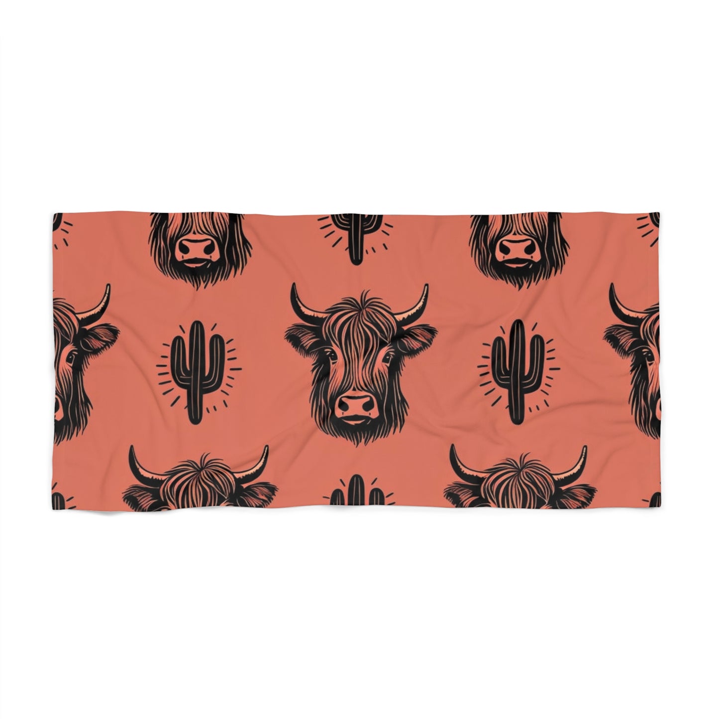 Cow & Cactus Beach Towel - Fun Summer Accessory for Vacations & Pool Days
